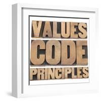 Values, Code, Principles Words-PixelsAway-Framed Art Print