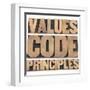 Values, Code, Principles Words-PixelsAway-Framed Art Print