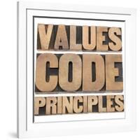 Values, Code, Principles Words-PixelsAway-Framed Art Print