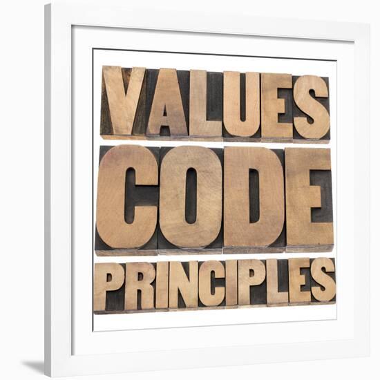 Values, Code, Principles Words-PixelsAway-Framed Art Print