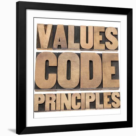 Values, Code, Principles Words-PixelsAway-Framed Art Print