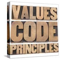 Values, Code, Principles Words-PixelsAway-Stretched Canvas