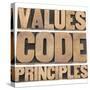 Values, Code, Principles Words-PixelsAway-Stretched Canvas