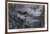 Vampire Bat Bites the Neck of a Sleeping Girl in as Hammock-null-Framed Photographic Print