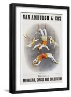 Van Amburgh and Co's Menagerie, Circus and Colosseum Poster with Male and Female Trapeze Artists-null-Framed Giclee Print