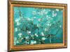 Van Gogh Almond Branches Poster with Gilded Faux Frame Border-null-Mounted Poster