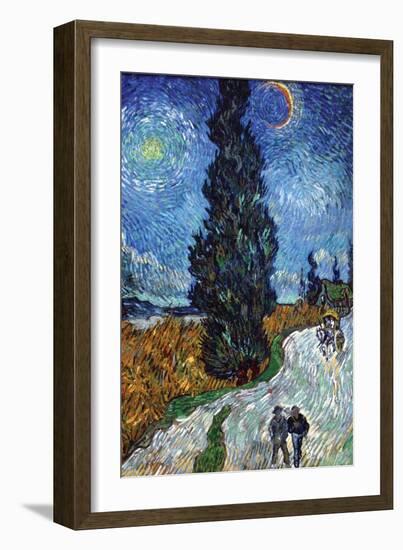 Van Gogh - Country Road in Provence by Night-Vincent van Gogh-Framed Art Print