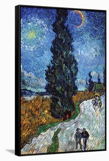 Van Gogh - Country Road in Provence by Night-Vincent van Gogh-Framed Stretched Canvas