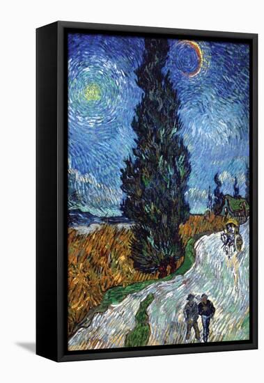 Van Gogh - Country Road in Provence by Night-Vincent van Gogh-Framed Stretched Canvas