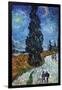 Van Gogh - Country Road in Provence by Night-Vincent van Gogh-Framed Art Print