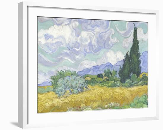 Van Gogh, Wheatfield with Cypress-null-Framed Giclee Print