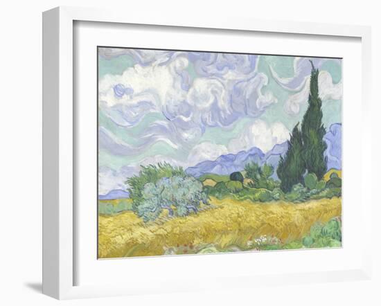 Van Gogh, Wheatfield with Cypress-null-Framed Giclee Print