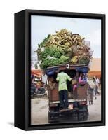 Van Loaded with Bananas on Its Roof Leaving the Market, Stone Town, Zanzibar, Tanzania-Yadid Levy-Framed Stretched Canvas
