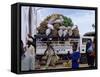 Van Loaded with Bananas on Its Roof Leaving the Market, Stone Town, Zanzibar, Tanzania-Yadid Levy-Framed Stretched Canvas