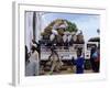 Van Loaded with Bananas on Its Roof Leaving the Market, Stone Town, Zanzibar, Tanzania-Yadid Levy-Framed Photographic Print