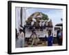 Van Loaded with Bananas on Its Roof Leaving the Market, Stone Town, Zanzibar, Tanzania-Yadid Levy-Framed Photographic Print