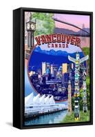 Vancouver, BC - Montage Scenes-Lantern Press-Framed Stretched Canvas