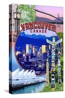 Vancouver, BC - Montage Scenes-Lantern Press-Stretched Canvas