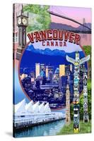 Vancouver, BC - Montage Scenes-Lantern Press-Stretched Canvas