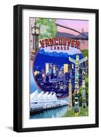 Vancouver, BC - Montage Scenes-Lantern Press-Framed Art Print