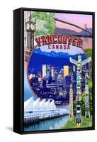 Vancouver, BC - Montage Scenes-Lantern Press-Framed Stretched Canvas