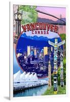 Vancouver, BC - Montage Scenes-Lantern Press-Framed Art Print