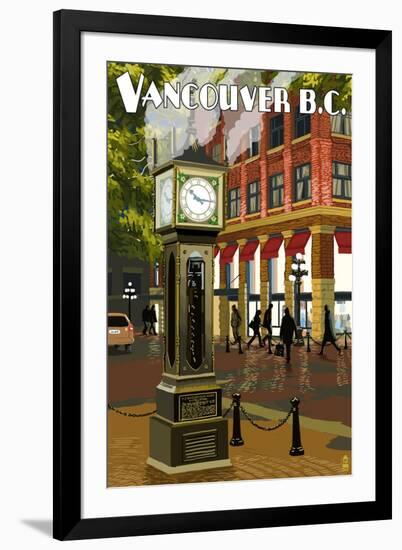 Vancouver, BC - Steam Clock-Lantern Press-Framed Art Print