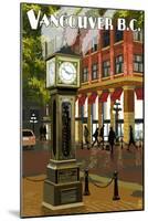 Vancouver, BC - Steam Clock-Lantern Press-Mounted Art Print