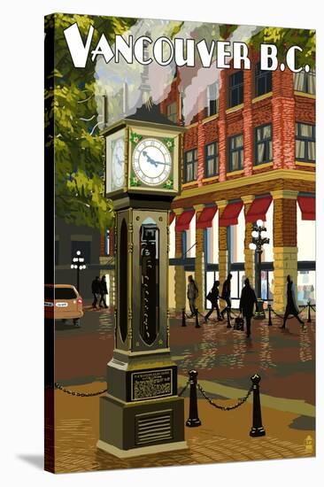 Vancouver, BC - Steam Clock-Lantern Press-Stretched Canvas