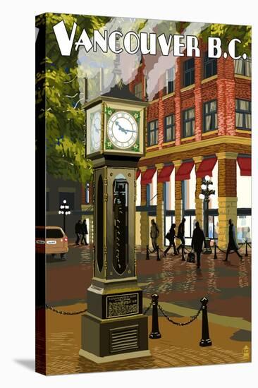 Vancouver, BC - Steam Clock-Lantern Press-Stretched Canvas