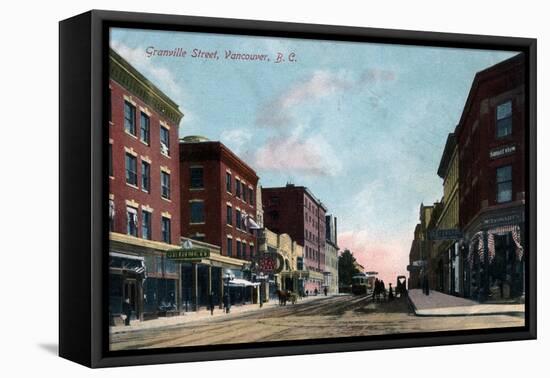 Vancouver, British Columbia, Canada - Granville Street View-Lantern Press-Framed Stretched Canvas