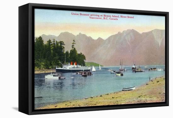 Vancouver, Canada - Howe Sound View of Union Steamer at Bowen Island-Lantern Press-Framed Stretched Canvas