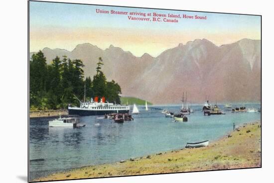 Vancouver, Canada - Howe Sound View of Union Steamer at Bowen Island-Lantern Press-Mounted Premium Giclee Print