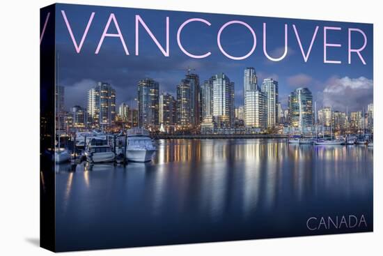 Vancouver, Canada - Marina and City-Lantern Press-Stretched Canvas