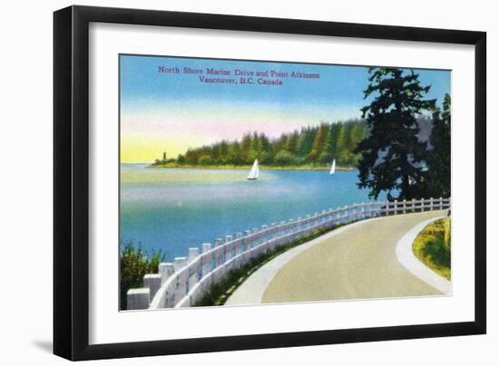 Vancouver, Canada - North Shore Marine Drive View of Point Atkinson-Lantern Press-Framed Art Print