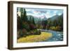 Vancouver, Canada - View of the Lions and Capilano River-Lantern Press-Framed Art Print