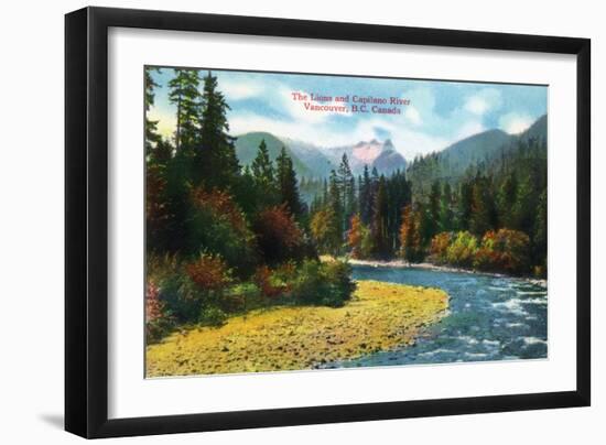 Vancouver, Canada - View of the Lions and Capilano River-Lantern Press-Framed Art Print
