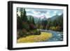 Vancouver, Canada - View of the Lions and Capilano River-Lantern Press-Framed Art Print