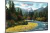 Vancouver, Canada - View of the Lions and Capilano River-Lantern Press-Mounted Art Print