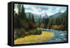 Vancouver, Canada - View of the Lions and Capilano River-Lantern Press-Framed Stretched Canvas