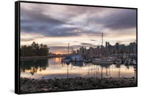 Vancouver city in the morning, viewed from the Stanley Park, Vancouver, British Columbia, Canada, N-JIA HE-Framed Stretched Canvas