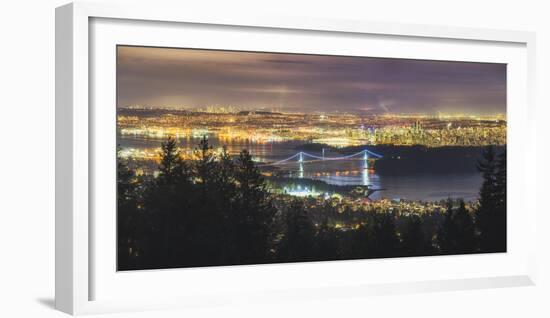 Vancouver city skyline panoramic view at night, Vancouver, British Columbia, Canada, North America-JIA HE-Framed Photographic Print