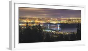 Vancouver city skyline panoramic view at night, Vancouver, British Columbia, Canada, North America-JIA HE-Framed Photographic Print
