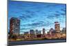 Vancouver skyline and high rise buildings at night, Vancouver, British Columbia, Canada, North Amer-Toms Auzins-Mounted Photographic Print