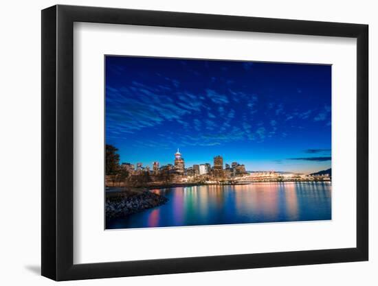 Vancouver skyline and high rise buildings at night, Vancouver, British Columbia, Canada, North Amer-Toms Auzins-Framed Photographic Print