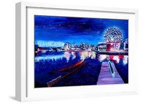 Vancouver Skyline At Starry Night-Martina Bleichner-Framed Art Print