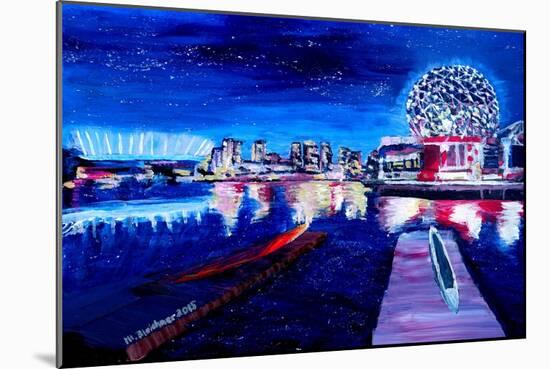 Vancouver Skyline At Starry Night-Martina Bleichner-Mounted Art Print