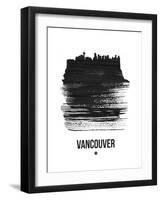 Vancouver Skyline Brush Stroke - Black-NaxArt-Framed Art Print