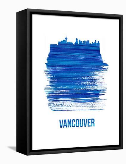 Vancouver Skyline Brush Stroke - Blue-NaxArt-Framed Stretched Canvas