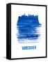 Vancouver Skyline Brush Stroke - Blue-NaxArt-Framed Stretched Canvas